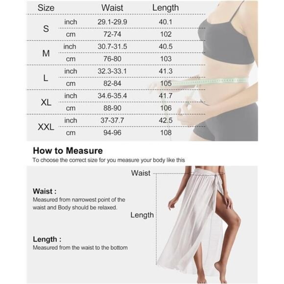 Cover Up Skirt Open Front Swimsuit Wrap Cover Ups Beach Skirts w/ Slit For Women - Picture 7 of 7